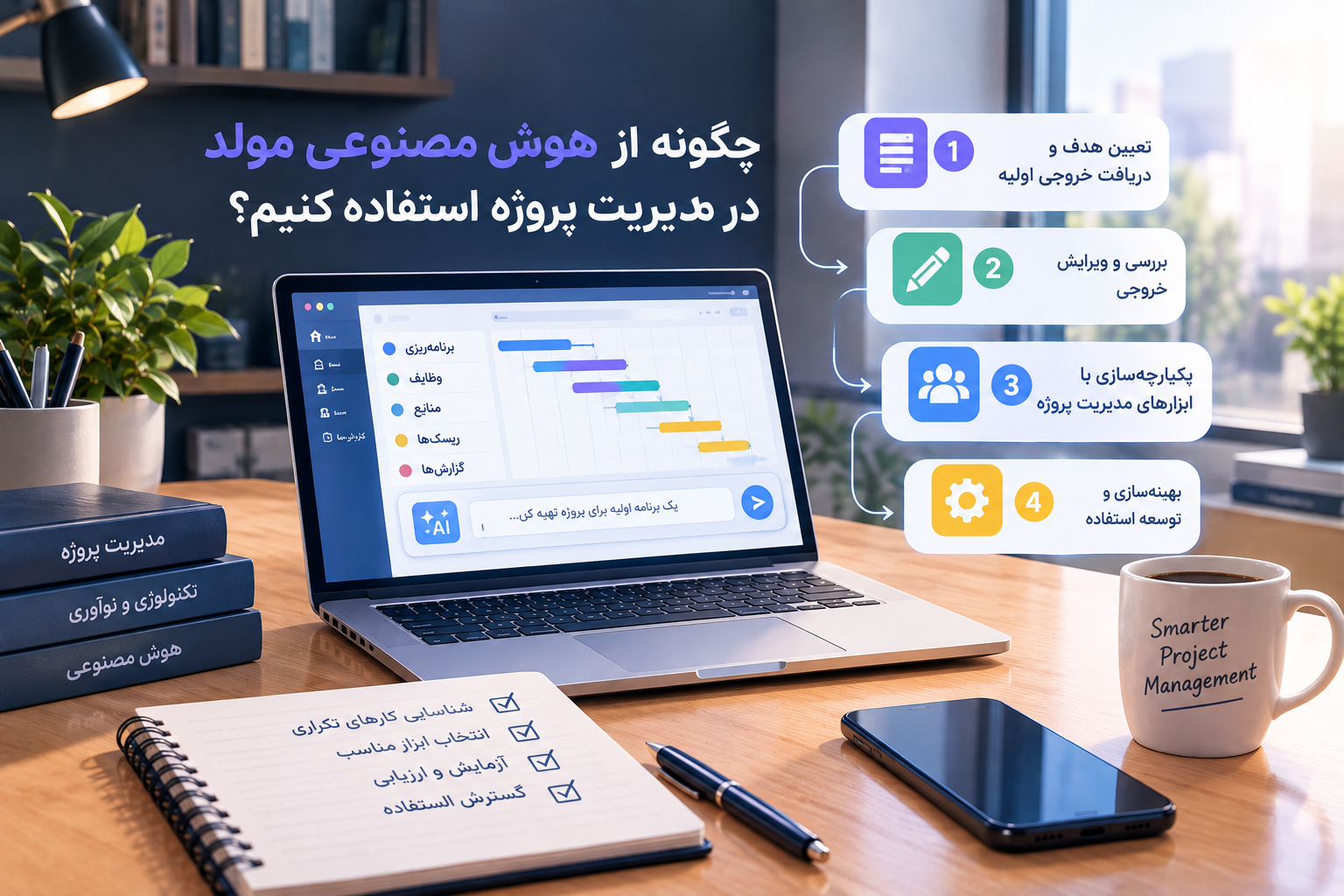 چگونه از هوش مصنوعی مولد در مدیریت پروژه استفاده کنیم؛ مراحل استفاده از هوش مصنوعی برای برنامهریزی و مدیریت پروژه